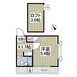 レオパレスブラウン第三 1Kの間取図画像