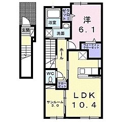 メゾンヴィオラ 1LDKの間取図画像