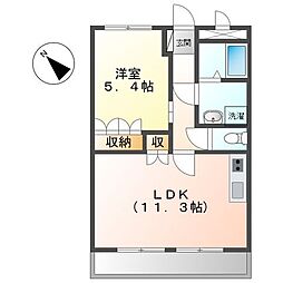 シャンティ 1LDKの間取図画像