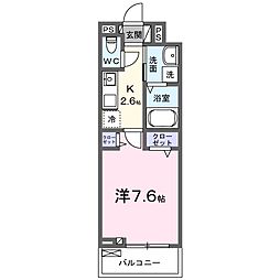 ヒカルサ坂戸緑町ウエスト 1Kの間取図画像