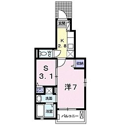 ラ・ソレイユ東松山2 1SKの間取図画像