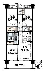 クレストフォルム川崎サウスステージ 3LDKの間取図画像