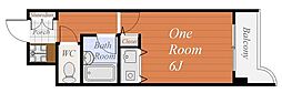 トーカンキャステール加治屋町 ワンルームの間取図画像