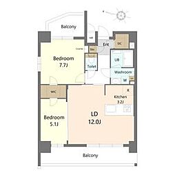 名古屋市名東区貴船1丁目マンション 2LDKの間取図画像