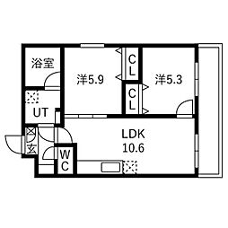 ジトローネ庄内 2LDKの間取図画像
