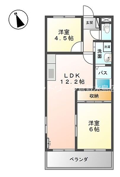 グレースタウンII ｜岡山県倉敷市老松町5丁目(賃貸アパート2LDK・1階・51.00㎡)の写真 その2