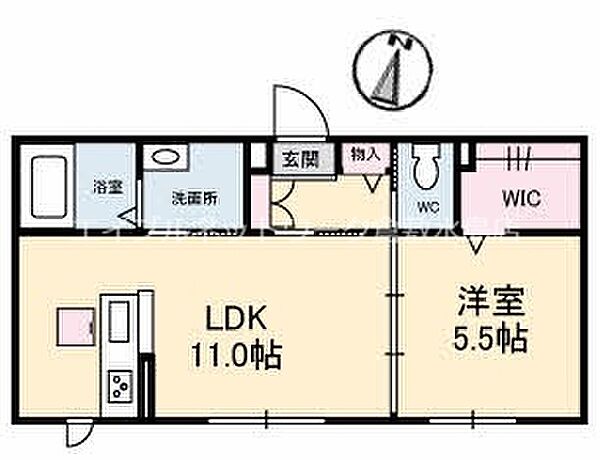 ファイン　シンフォニー　Ｂ棟 ｜岡山県倉敷市上富井(賃貸アパート1LDK・1階・51.06㎡)の写真 その2