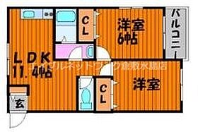 岡山県岡山市北区一宮154-48（賃貸アパート2LDK・1階・49.00㎡） その2