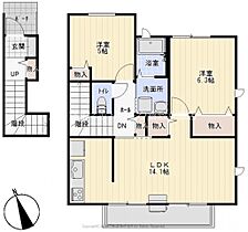 岡山県倉敷市茶屋町436-13（賃貸アパート2LDK・2階・66.50㎡） その2