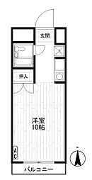 K・フラット 1Kの間取図画像