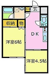 グランデ南台 2DKの間取図画像