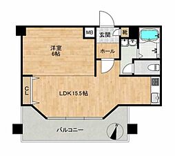 パシフィック南2条 1LDKの間取図画像