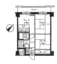 カルム中の島 2DKの間取図画像