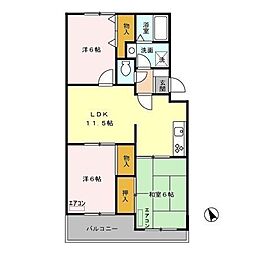 JR埼京線 与野本町駅 徒歩26分の賃貸アパート 3階3LDKの間取り