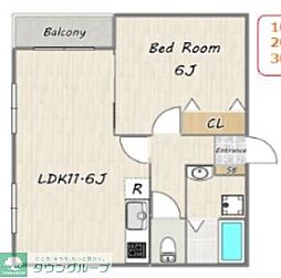 JR埼京線 戸田駅 徒歩7分の賃貸アパート 1階1LDKの間取り