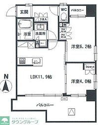 JR京浜東北・根岸線 川口駅 徒歩6分の賃貸マンション 4階2LDKの間取り