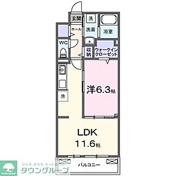さいたま市桜区道場2丁目アパート 1LDKの間取図画像