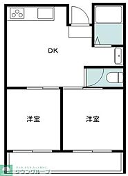 江戸スカイビル 2DKの間取図画像