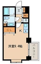 スクエアタワー ワンルームの間取図画像