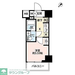 プレール・ドゥーク川口並木 1Kの間取図画像