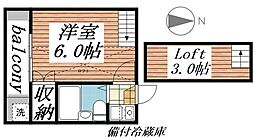 グリーンビレッジ武蔵浦和 1Kの間取図画像