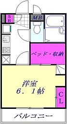レオパレスリモーネ3 1Kの間取図画像