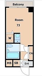 クラウンパレス ワンルームの間取図画像