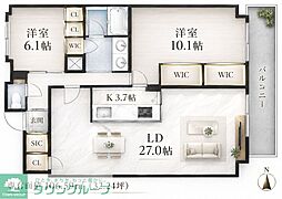 URAWA THE TOWER 2LDKの間取図画像