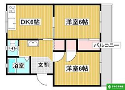 つるコーポ 2DKの間取図画像