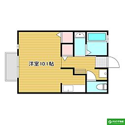 セジュール皆春 ワンルームの間取図画像