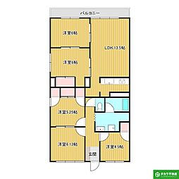 三和コーポ津守 5LDKの間取図画像