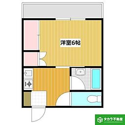 ビューハイム勢家 1Kの間取図画像