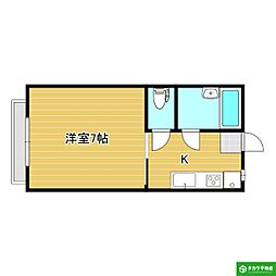 ララ・リヴェール 1Kの間取図画像