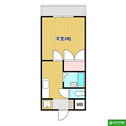 エスポアールゆき2 1Kの間取図画像