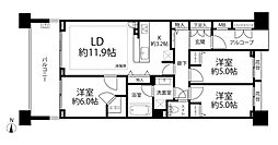 東京テラスIテラス 3LDKの間取図画像