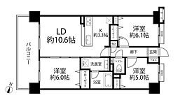 ランドステージ東大島エグゼタワー 3LDKの間取図画像