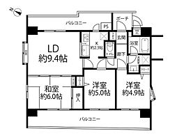 キャニオンマンション国立 3LDKの間取図画像