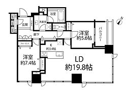 シティタワー有明 2LDKの間取図画像