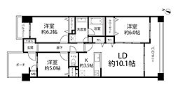 セザール仲池上 3LDKの間取図画像