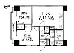 レインボーメセナ 2LDKの間取図画像