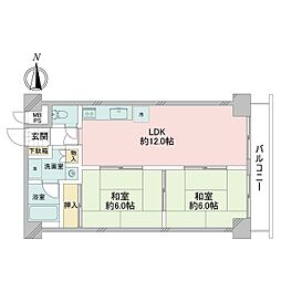 シーサイドパレス平塚 2LDKの間取図画像