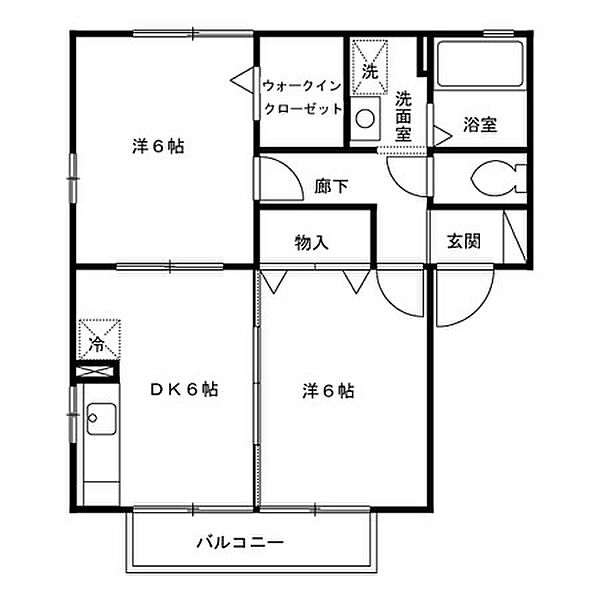 シャンポワール　Ｂ ｜群馬県前橋市山王町(賃貸アパート2DK・2階・45.45㎡)の写真 その2