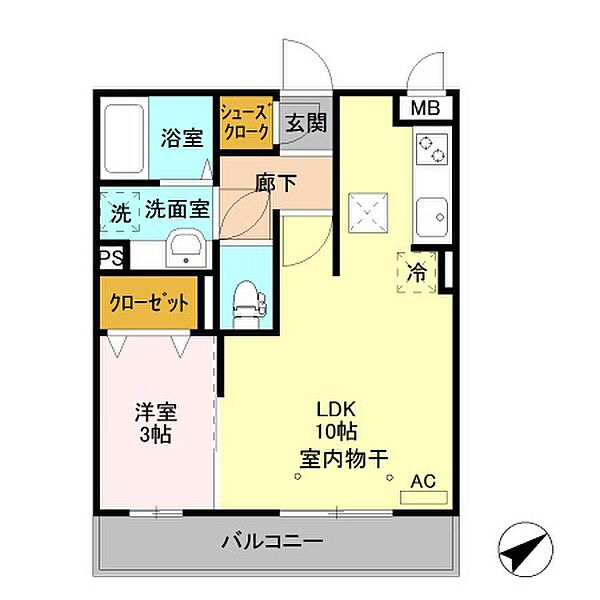 オペラハウス上大島　Ｃ ｜群馬県前橋市上大島町(賃貸アパート1LDK・1階・35.10㎡)の写真 その2