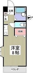 ロックハイツ2 2階ワンルームの間取り