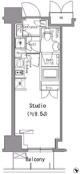 東京都台東区根岸５丁目(賃貸マンション1R・7階・25.09㎡)の写真 その2