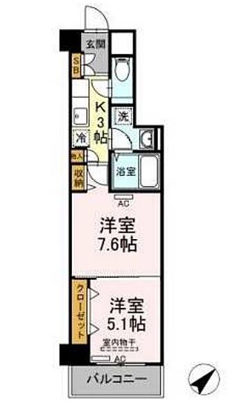 東京都品川区大崎２丁目(賃貸マンション2K・1階・38.27㎡)の写真 その2