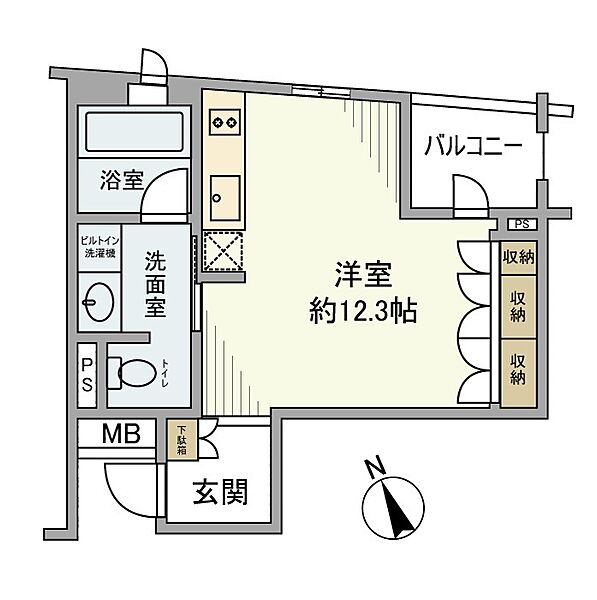 東京都新宿区市谷仲之町(賃貸マンション1R・3階・32.56㎡)の写真 その2