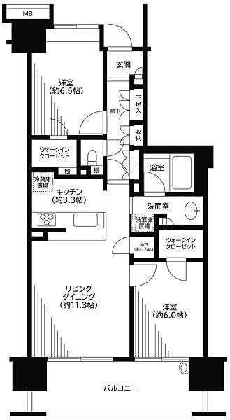 東京都江東区豊洲４丁目(賃貸マンション2SLDK・8階・65.54㎡)の写真 その2