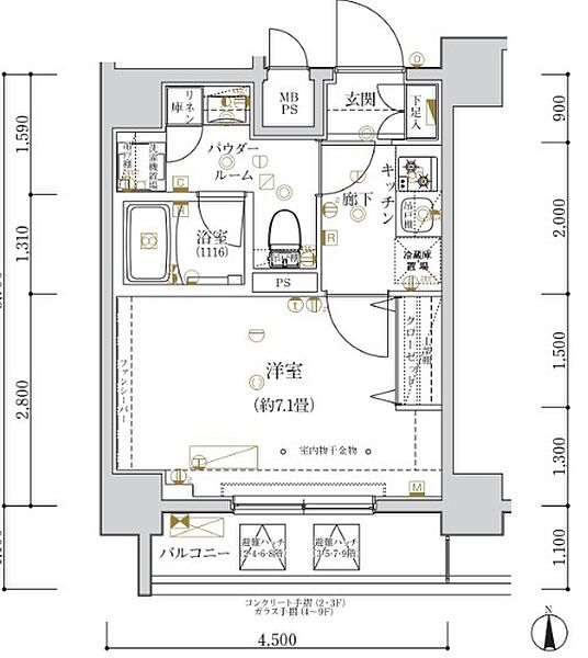 東京都江東区亀戸４丁目(賃貸マンション1K・2階・25.65㎡)の写真 その2