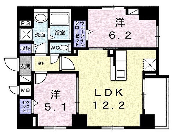 東京都台東区今戸１丁目(賃貸マンション2LDK・6階・55.03㎡)の写真 その2